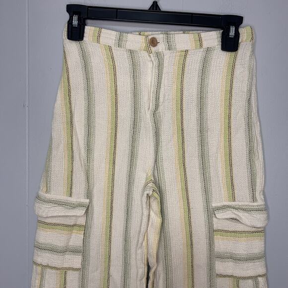 Tahari Girls Sz 12 Striped Cotton Boho Cargo Pants Bohemian Wide Summer Beach - Picture 2 of 6